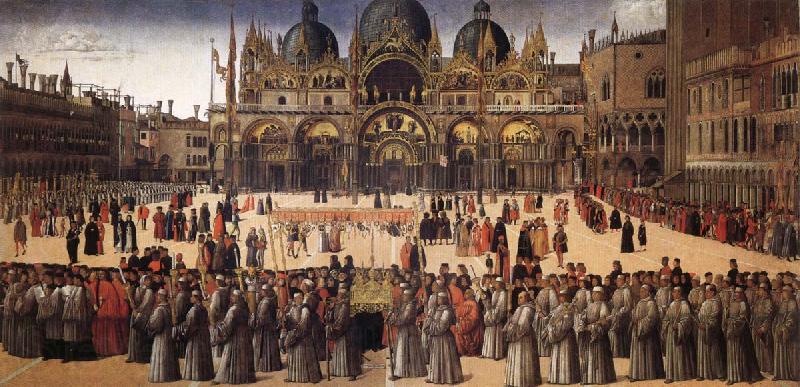 BELLINI, Gentile Procession in Piazza San Marco Norge oil painting art